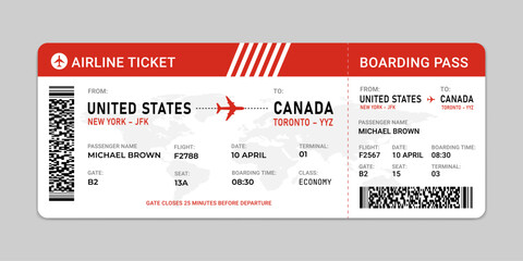 Airline ticket. Flight boarding pass vector illustration. Blank airplane ticket isolated © StarTemplate