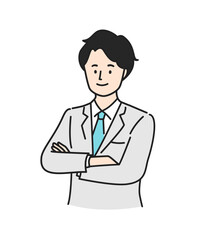 Fototapeta premium 腕組みをするスーツの若い男性