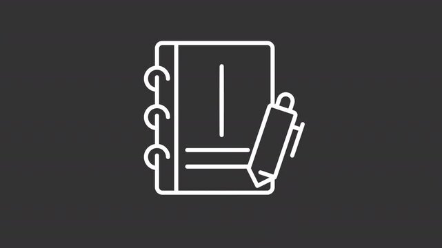 Animated accounting white line icons. Organization finances control animation set. Business money management. Profit and expenses. Isolated elements on dark background. Alpha channel HD video