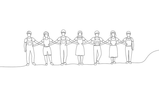 Diverse group of people holding hands.