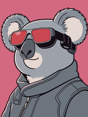 Naklejka premium Stylish Koala in Cool Attire with Sunglasses