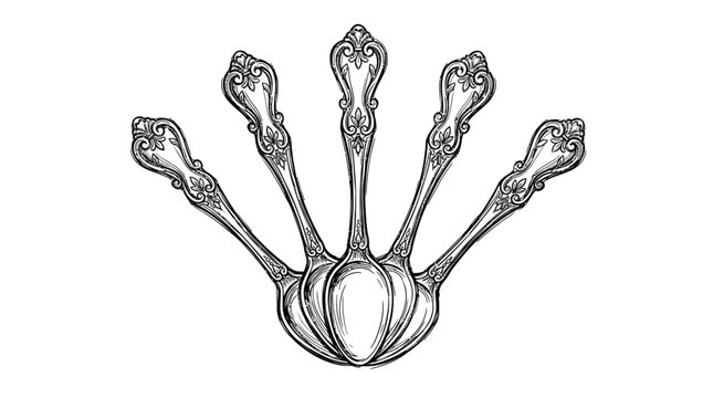Spoons Arranged to Mimic a Hand Shape