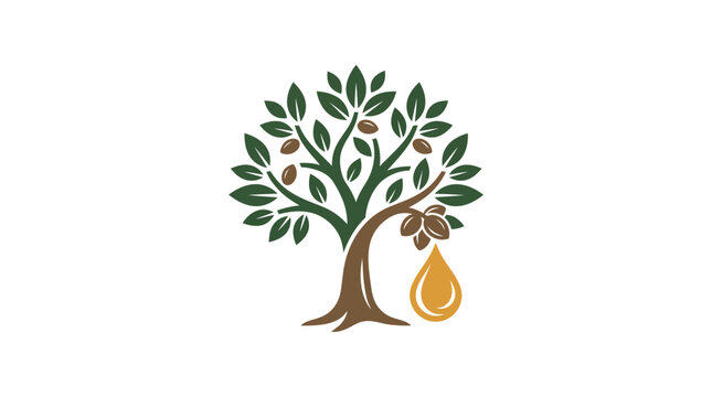 Argan Tree Symbolizing Oil Production Logo