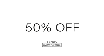 Fototapeta premium A promotional sign offering fifty percent off with a call to action