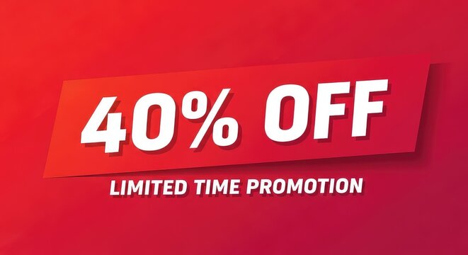 A red promotional banner with 40 percent off limited time offer