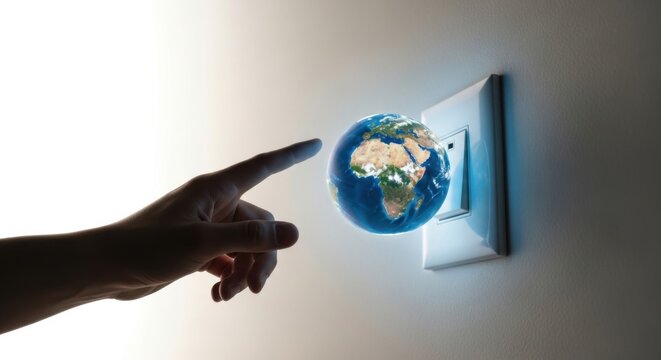 Touching Earth Small Globe Near Wall Outlet