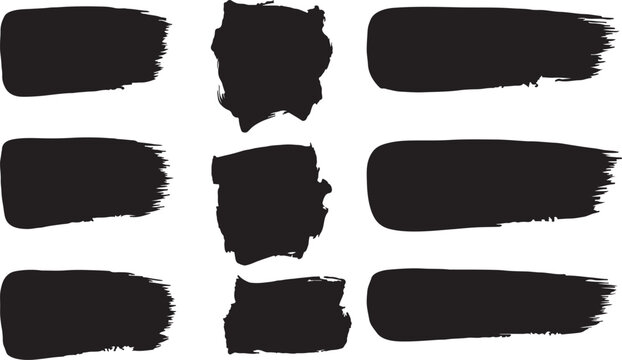 Abstract Black Dry Brush Strokes Bundle, Grunge Ink Texture for Design