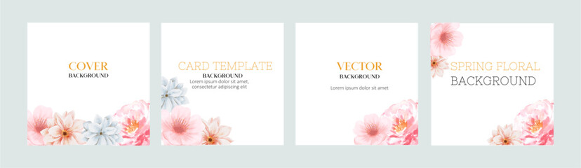 Fototapeta premium Spring season arrangement flat lay postcard style on background white 