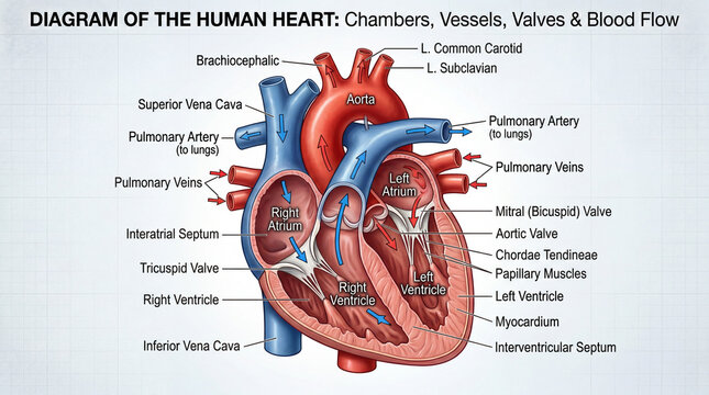 Human Heart Anatomy Chambers and Blood Flow