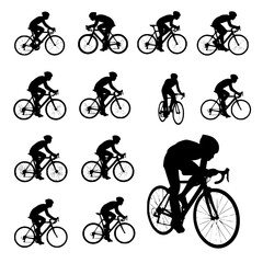 Obraz premium Professional Cyclist Silhouettes Collection on Road Bikes