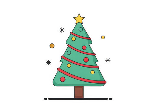 Colorful pixel-art christmas tree with ornaments and star topper