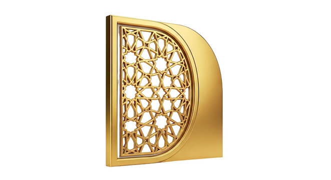 Golden Islamic geometric pattern element