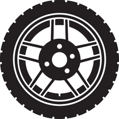 Obraz premium Black car wheel with tire and spokes on transparent background.