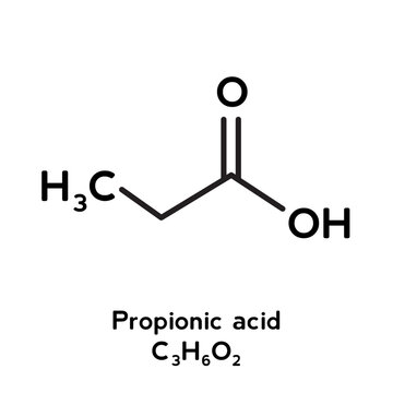 Propionic acid molecular structure vector