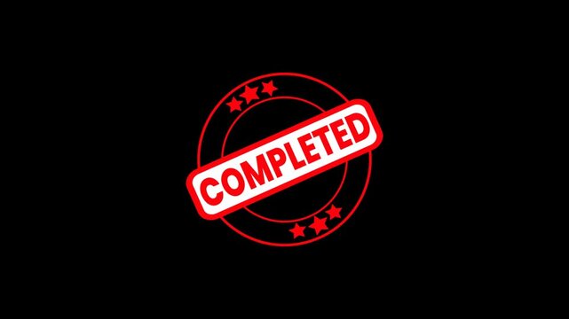 Completed Seal Stamp Animation on Transparent Background &ndash; Task Finished and Project Done Confirmation Badge Motion Graphic for Business Workflow and Success Status