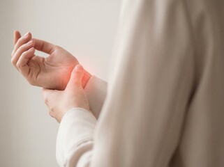 Naklejka premium Wrist Pain in Womans Joint Caused by Injury or Medical Condition