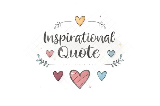 A beautiful hand-drawn inspirational quote in a charming script font, decorated with colorful hearts and elegant leafy branches, perfect for motivational designs.