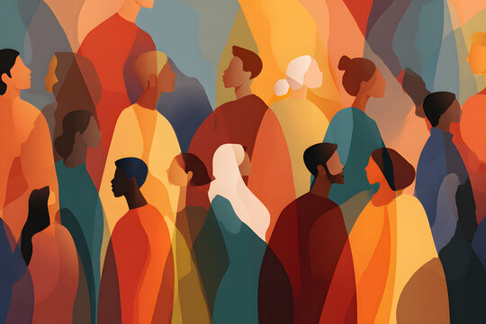 Colorful crowd illustration representing diversity, inclusion and multicultural community