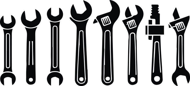 wrench vector icons set of spanner socket ratchet and tools