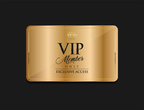 Elegant Exclusive VIP Access Event Pass Illustration, Luxury Gold VIP Access Pass. Premium VIP card in white color with golden diamond. Luxury design 