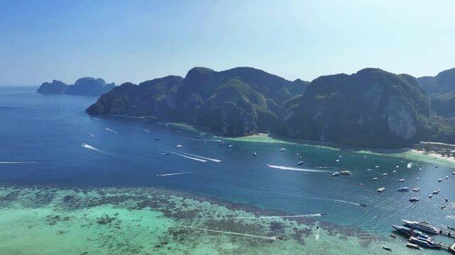 Aerial view of  Phi phi island, Thailand.