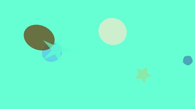 Animated bouncing balls with sparkle effect on turquoise background, animation bounce