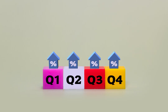 Financial quarters showing business growth percent increase