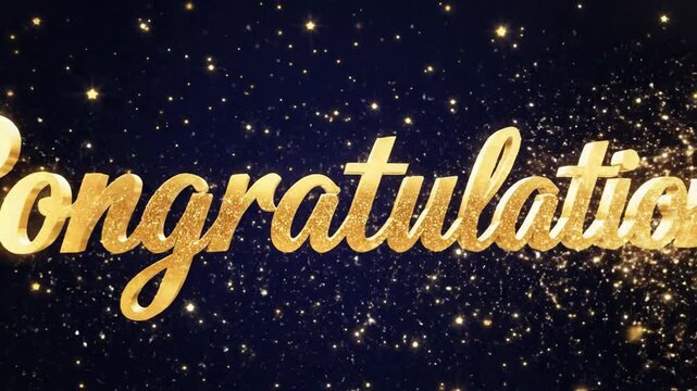 Sparkling Golden Congratulations Text Animation - Celebration & Success Background