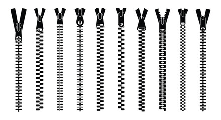Zipper Brush Set Vector – Zip Pattern Collection with Seam and Stitch Effects, Fashion Design Elements for Textiles, Apparel Mockups, Graphic Design, and Creative Pattern Illustration © RIOTOO