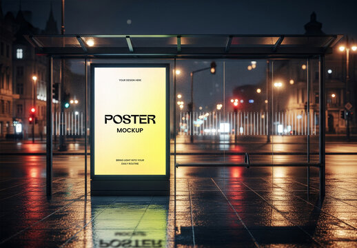Lightbox Bus Stop Poster Mockup