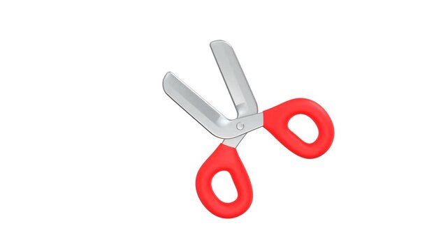 Scissor Cutting icon 3d rendering animation on 4k.