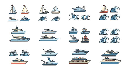 Collection of various sailboats and ships. © kelik