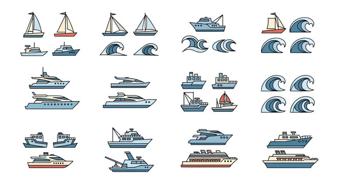 Collection of various sailboats and ships.