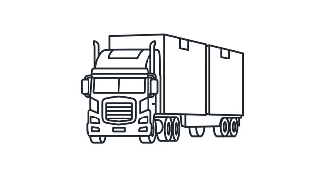 Semi Truck Front View Illustration.