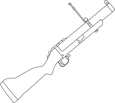 Outline drawing of an M79 40mm break-action grenade launcher side view vector illustration.