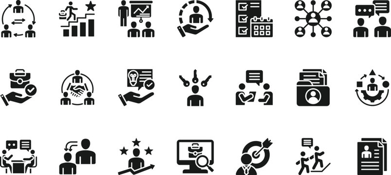 outplacement icon set collection. pack contain career, transition, support, guidance, coaching, cooperation, adapt, opportunity, network, advice icon