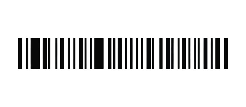 Vector long barcode illustration, retail product scanning and identification code design