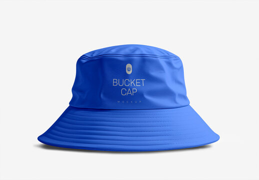 Blue Bucket Hat Cap Mockup