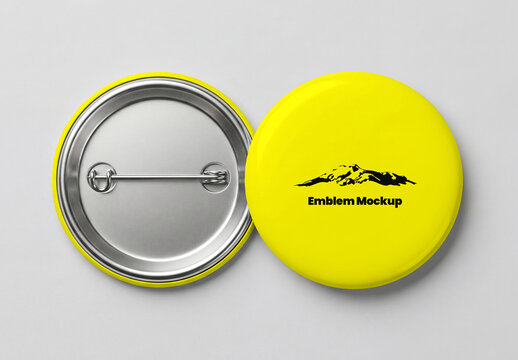 Open Round Badge Pin Button Mockup Front Back