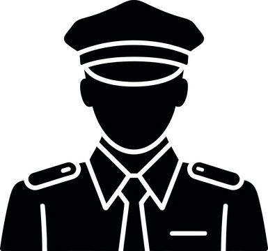 Uniformed officer silhouette with cap and epaulettes