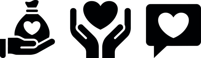 Obraz premium Icons representing acts of kindness and love in a digital communication context