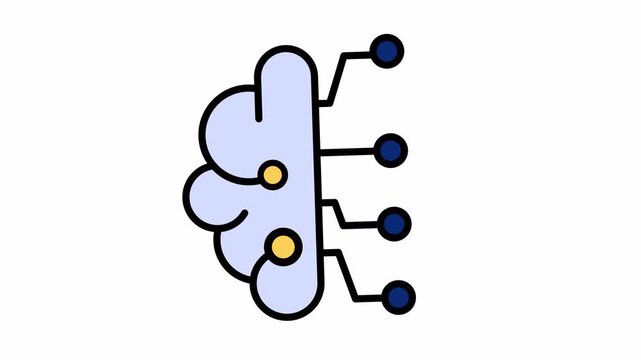 Brain connected to nodes symbolizing artificial intelligence, ideal for illustrating ai technology, machine learning concepts in presentations, articles.