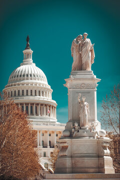 The Peace Monument against the backdrop of the U.S. Capitol dome