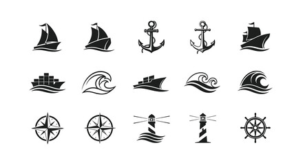 Fototapeta premium Nautical and Maritime Navigation Vector Elements