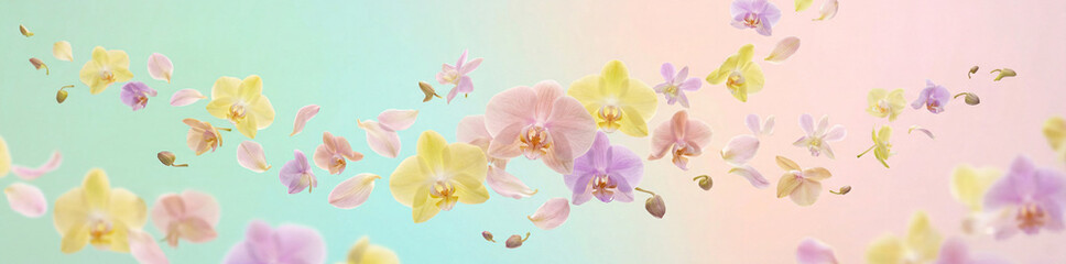 Fototapeta premium Floating Orchids in Pastel Dream 