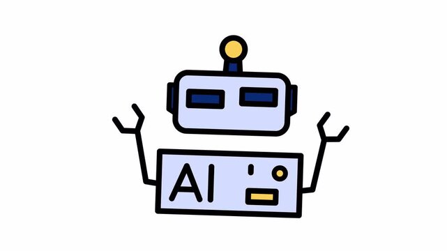 Simple cartoon robot with the letters ai, suitable for techrelated designs, artificial intelligence concepts, and childrens illustrations or educational materials.