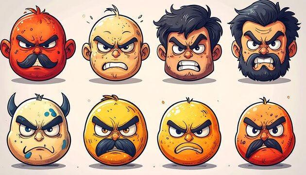 Angry cartoon faces