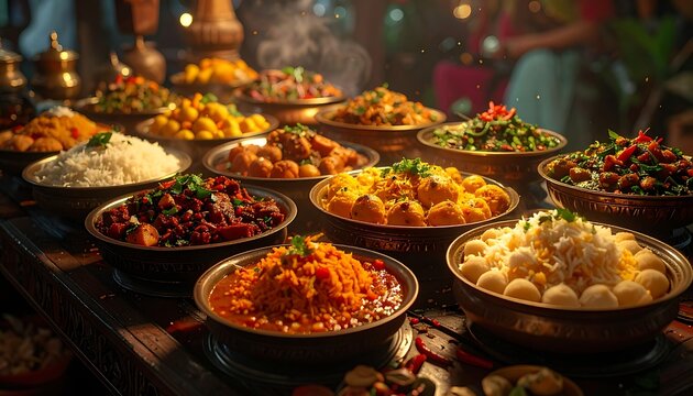 Abundant cuisine spread