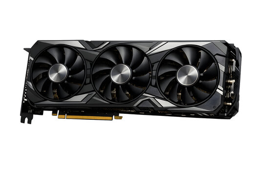 PC gaming graphics display card isolated on transparent background