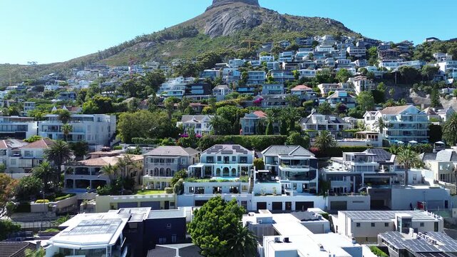 Cape Town Lion&rsquo;s Head Aerial | Luxury Hillside Homes & City Views 4K